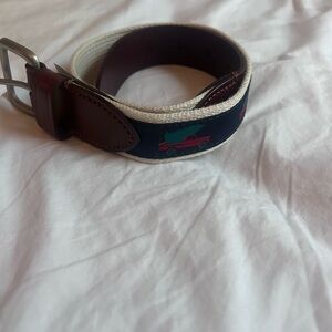 J. Crew Factory Navy Belt with Red Truck Embroidery